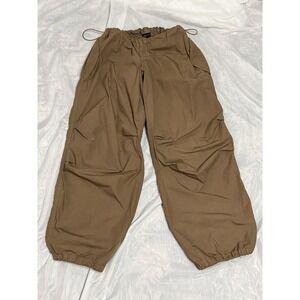 Iets Frans Baggy Pants Womens XS Brown Tan Parachute Style Y2K Skater Drawcords